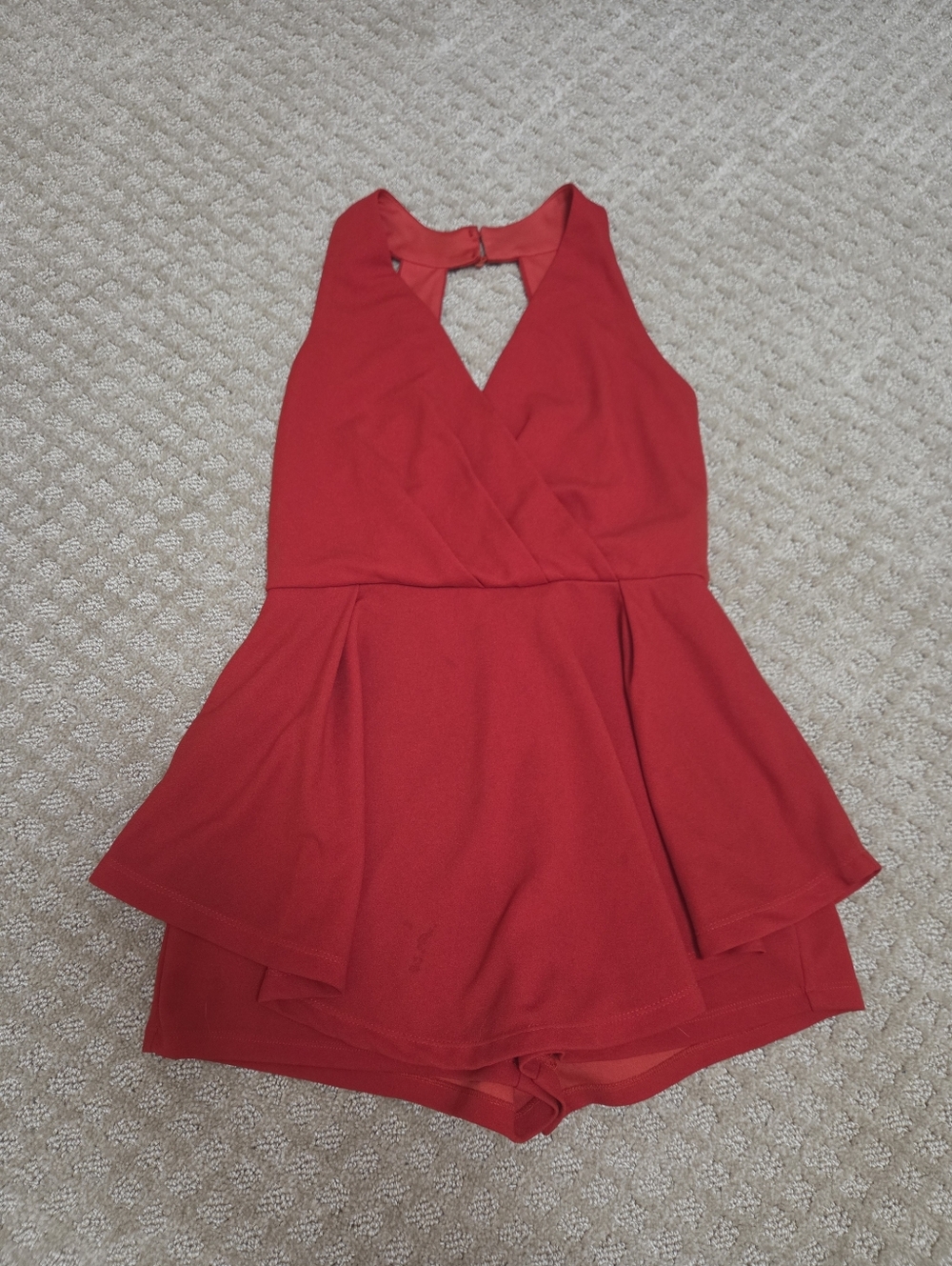 (M) Purple Snow Red Sleeveless Peplum Romper